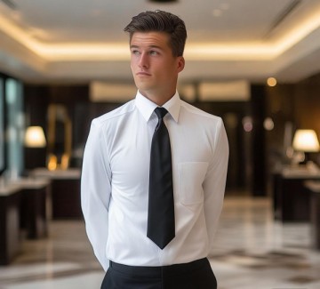 酒店服务生站姿礼仪图片，专业形象的视觉语言与核心素养